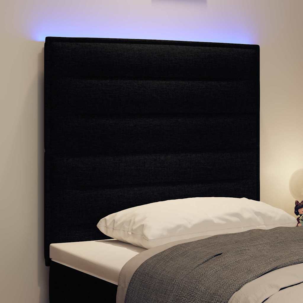LED sengegavl med LED -strimmellys Vægmonteret Sort 100 cm Stof