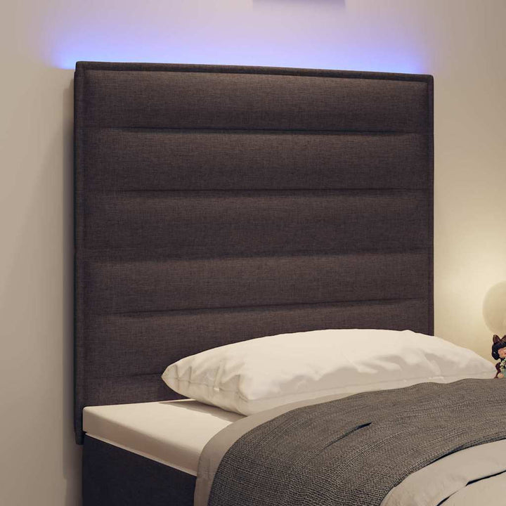 LED sengegavl med LED -strimmellys Mørkebrun 100 cm Stof