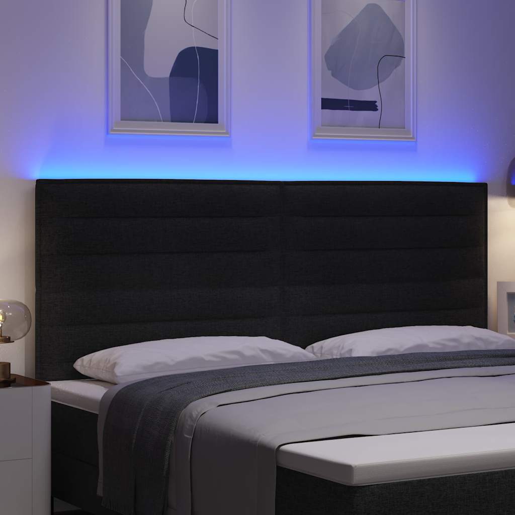 LED sengegavl med LED -strimmellys Vægmonteret Sort 200 cm Stof