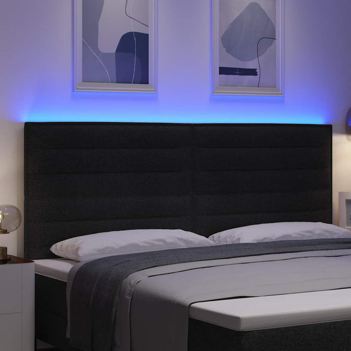 LED sengegavl med LED -strimmellys Vægmonteret Sort 200 cm Stof