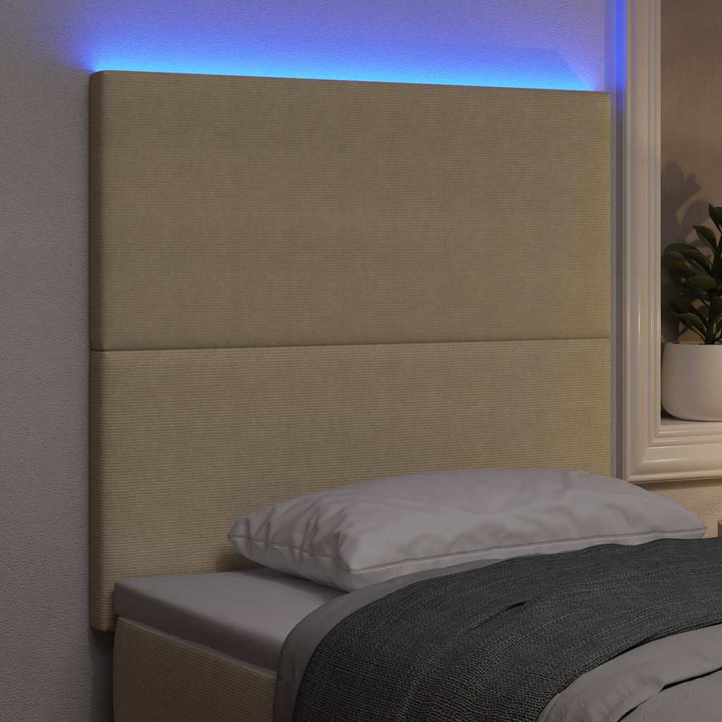 LED sengegavl med LED -strimmellys Grå grøn 100 cm Stof