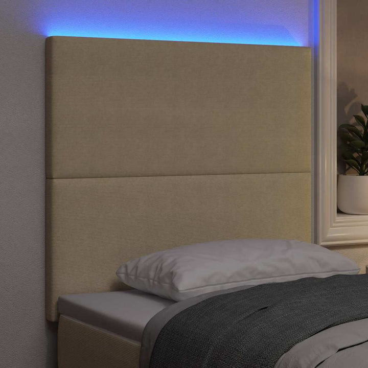 LED sengegavl med LED -strimmellys Grå grøn 100 cm Stof