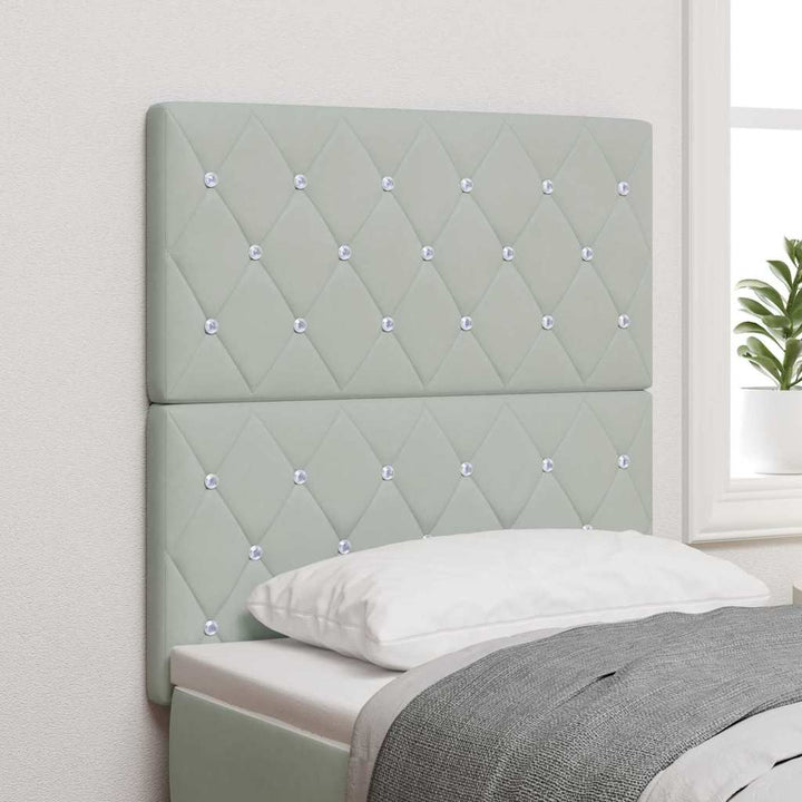 LED Sengegavl med LED -strimmellys Argyle Lysegrå 80 cm Fløjl