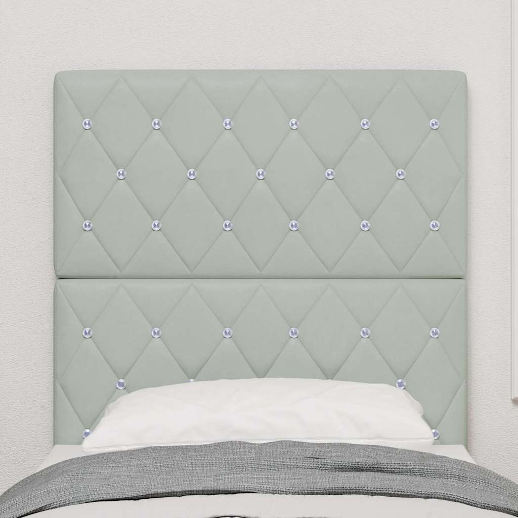 LED Sengegavl med LED -strimmellys Argyle Lysegrå 80 cm Fløjl
