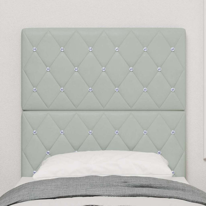 LED Sengegavl med LED -strimmellys Argyle Lysegrå 80 cm Fløjl