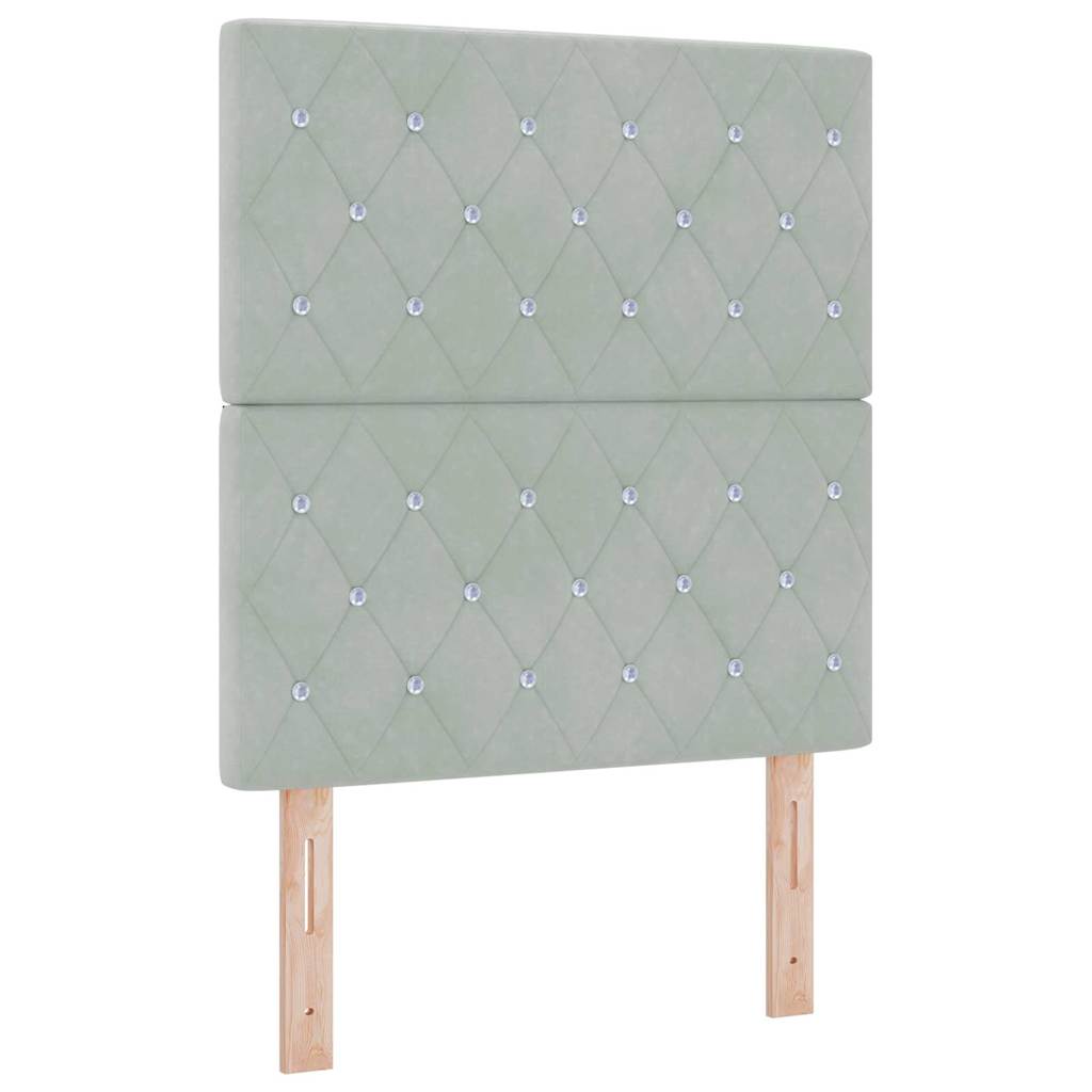 LED Sengegavl med LED -strimmellys Argyle Lysegrå 80 cm Fløjl