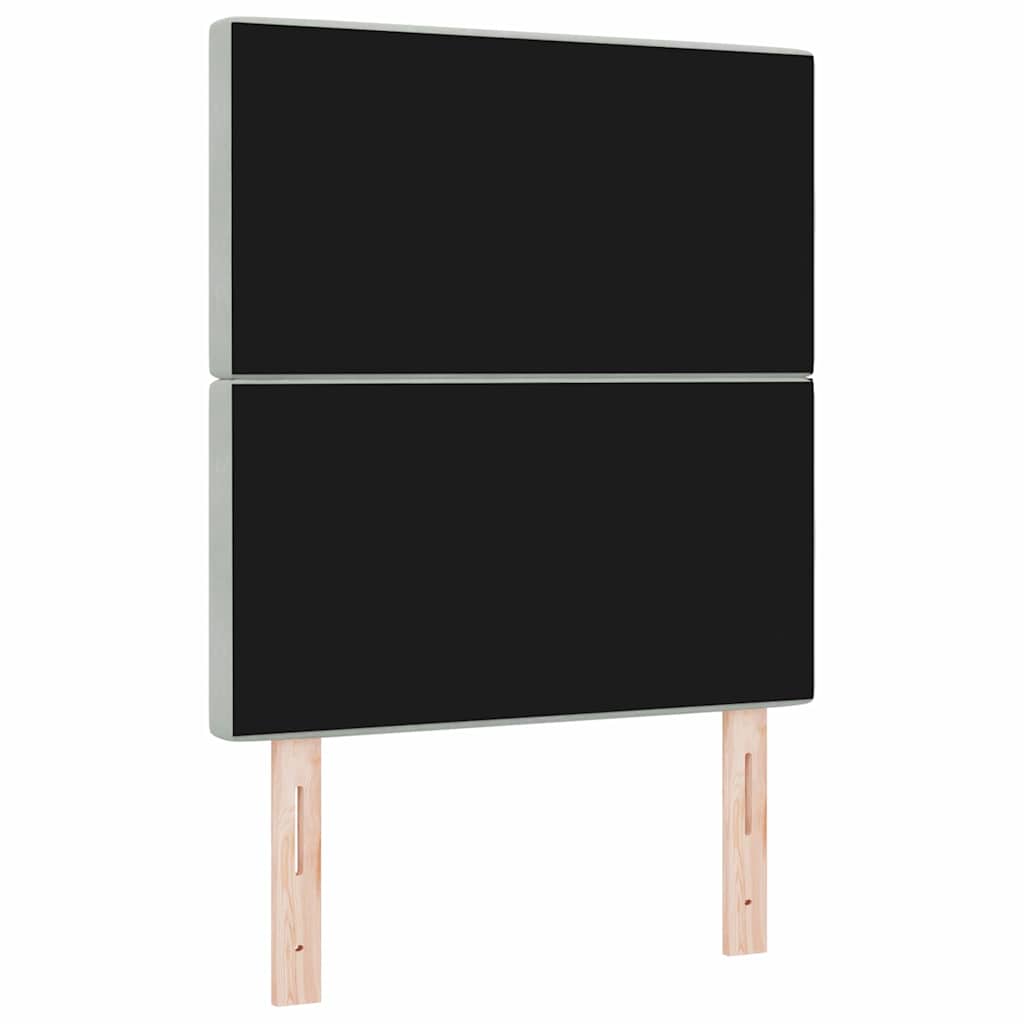 LED Sengegavl med LED -strimmellys Argyle Lysegrå 80 cm Fløjl