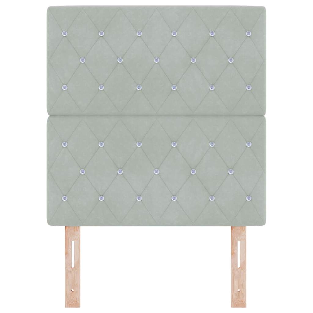 LED Sengegavl med LED -strimmellys Argyle Lysegrå 80 cm Fløjl