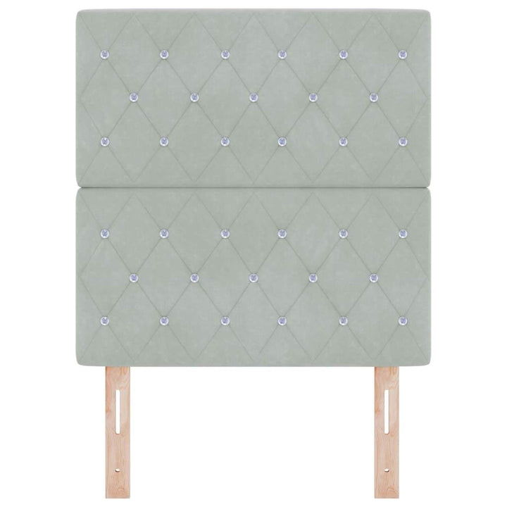 LED Sengegavl med LED -strimmellys Argyle Lysegrå 80 cm Fløjl