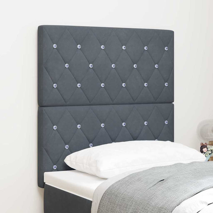 LED Sengegavl med LED -strimmellys Argyle Mørkegrå 80 cm Fløjl