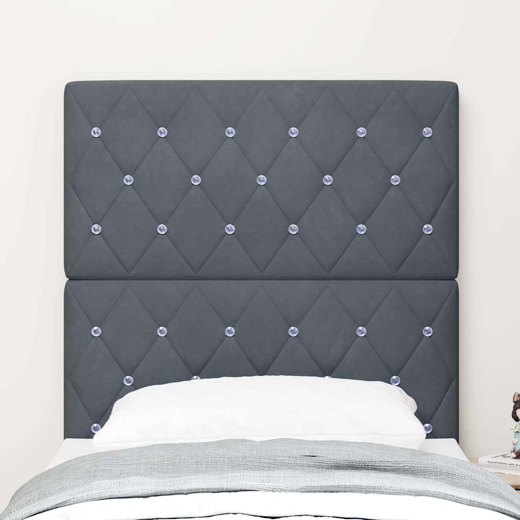 LED Sengegavl med LED -strimmellys Argyle Mørkegrå 80 cm Fløjl