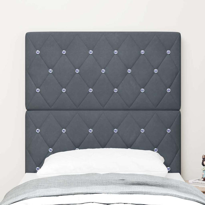 LED Sengegavl med LED -strimmellys Argyle Mørkegrå 80 cm Fløjl