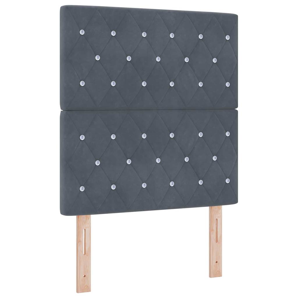 LED Sengegavl med LED -strimmellys Argyle Mørkegrå 80 cm Fløjl