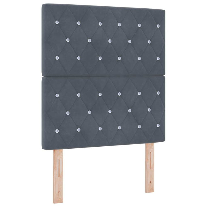 LED Sengegavl med LED -strimmellys Argyle Mørkegrå 80 cm Fløjl