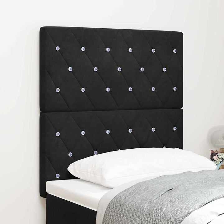 LED Sengegavl med LED -strimmellys Argyle Sort 80 cm Fløjl