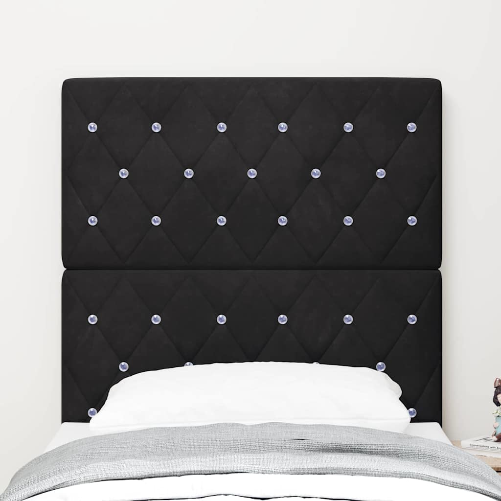 LED Sengegavl med LED -strimmellys Argyle Sort 80 cm Fløjl
