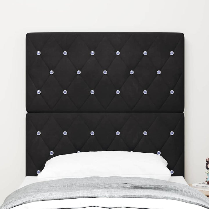 LED Sengegavl med LED -strimmellys Argyle Sort 80 cm Fløjl