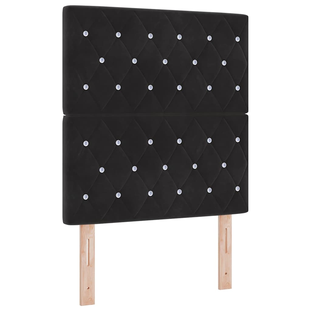 LED Sengegavl med LED -strimmellys Argyle Sort 80 cm Fløjl