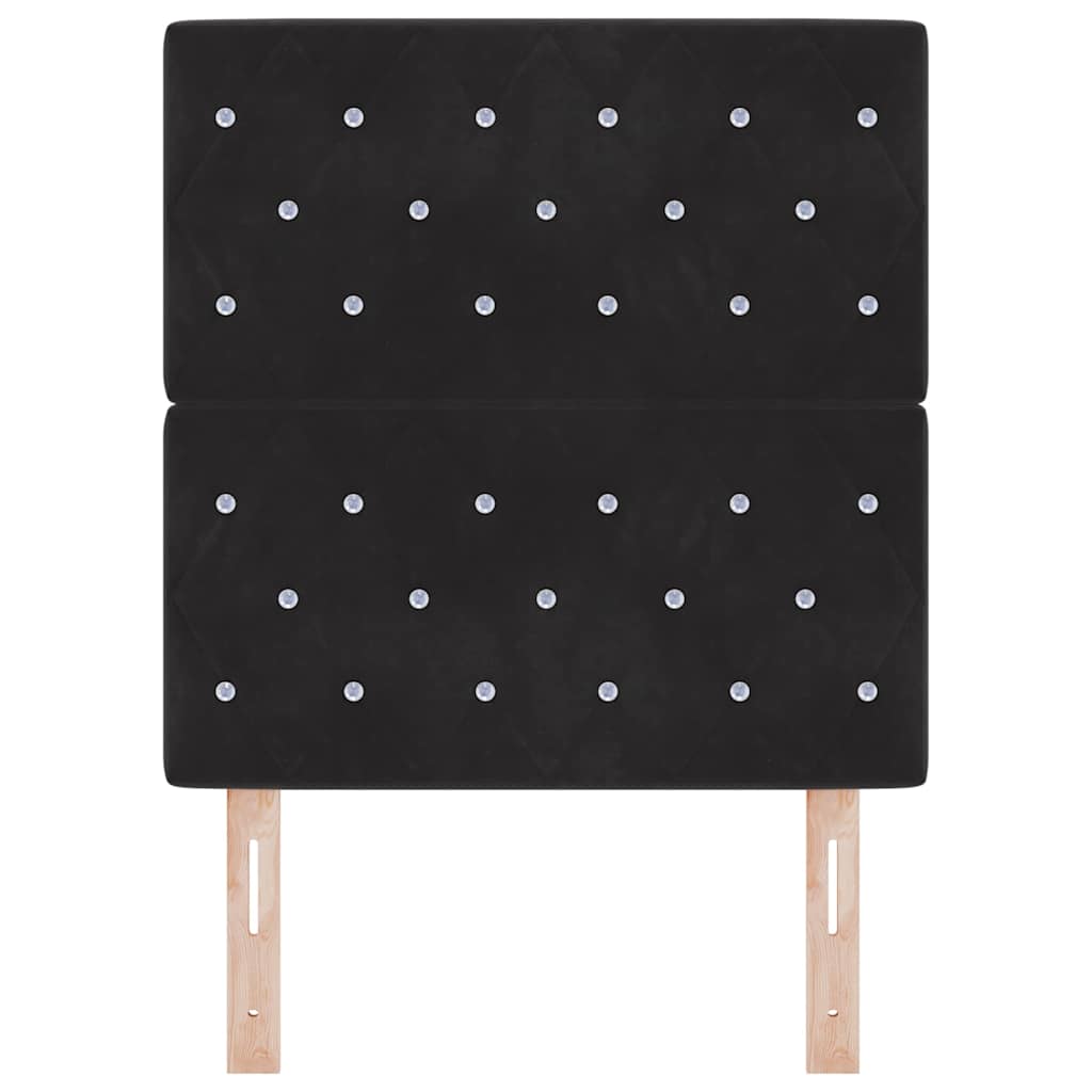 LED Sengegavl med LED -strimmellys Argyle Sort 80 cm Fløjl
