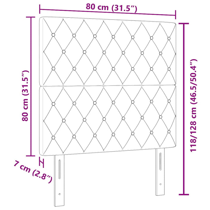 LED Sengegavl med LED -strimmellys Argyle Sort 80 cm Fløjl