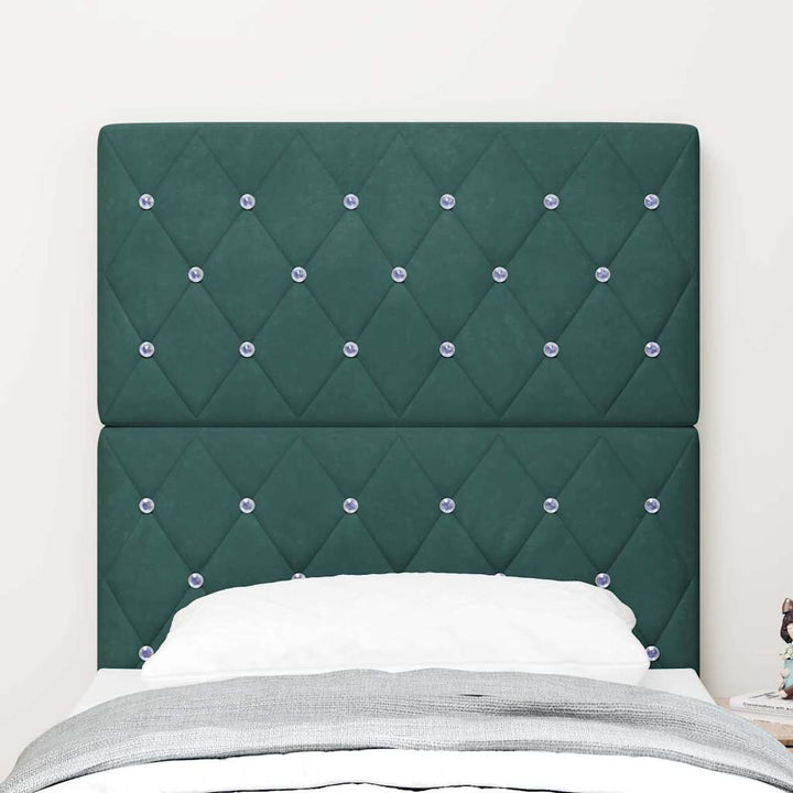 LED Sengegavl med LED -strimmellys Argyle Mørkegrøn 80 cm Fløjl