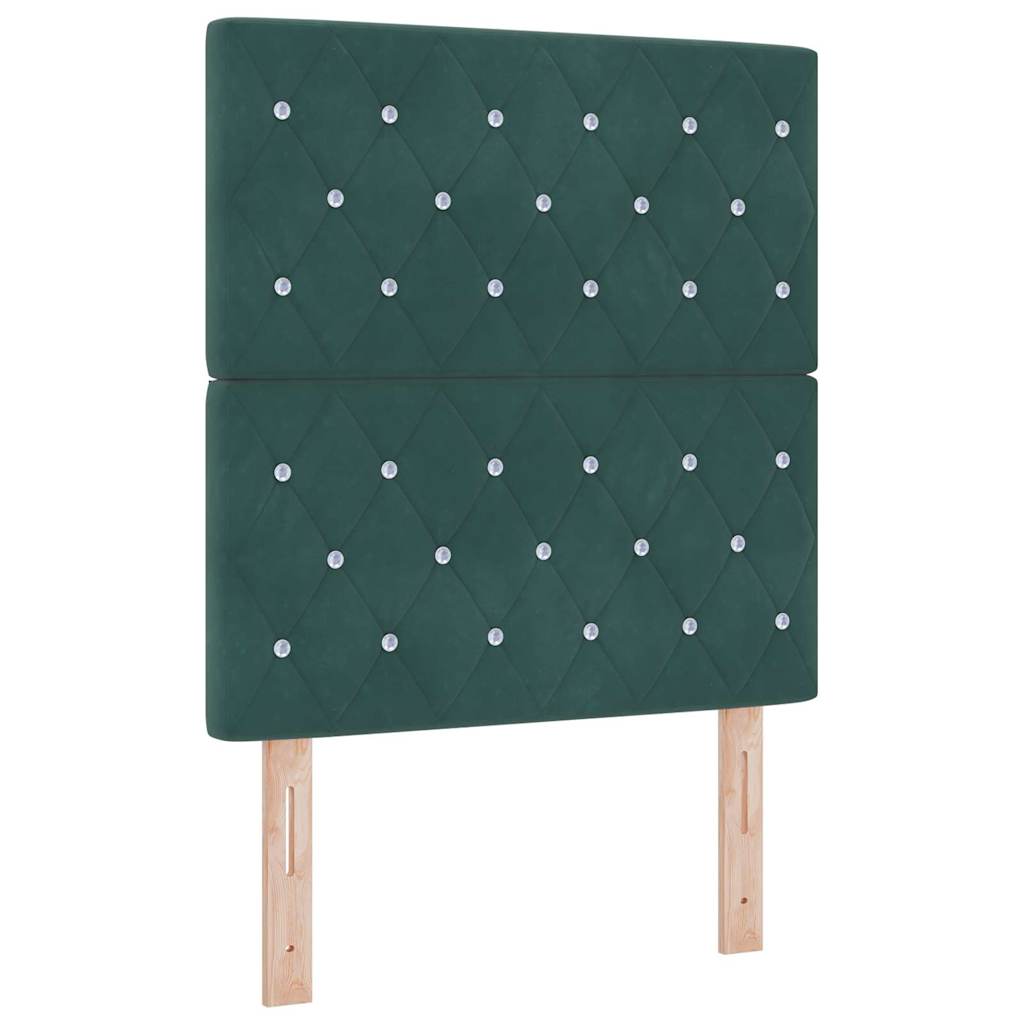 LED Sengegavl med LED -strimmellys Argyle Mørkegrøn 80 cm Fløjl