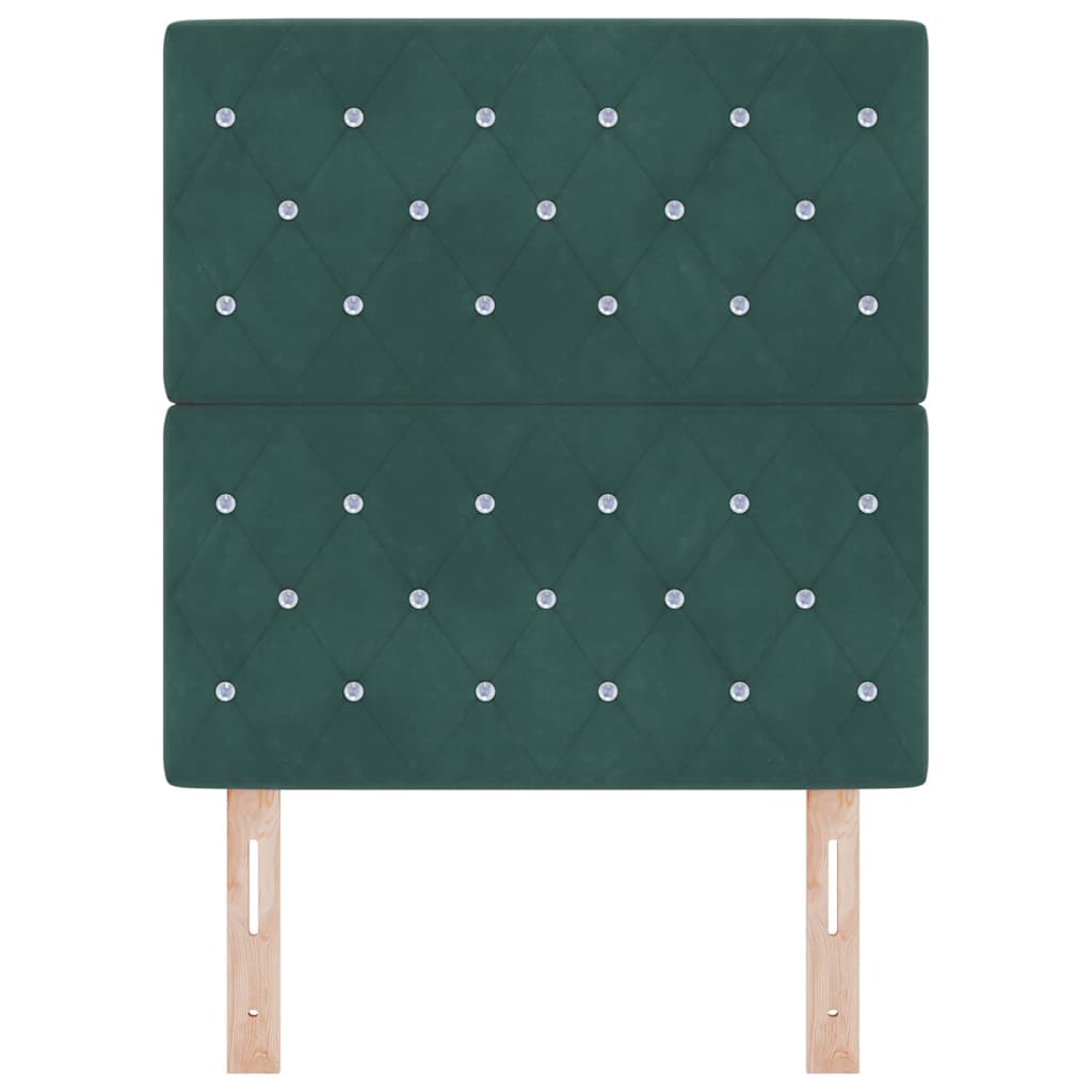 LED Sengegavl med LED -strimmellys Argyle Mørkegrøn 80 cm Fløjl