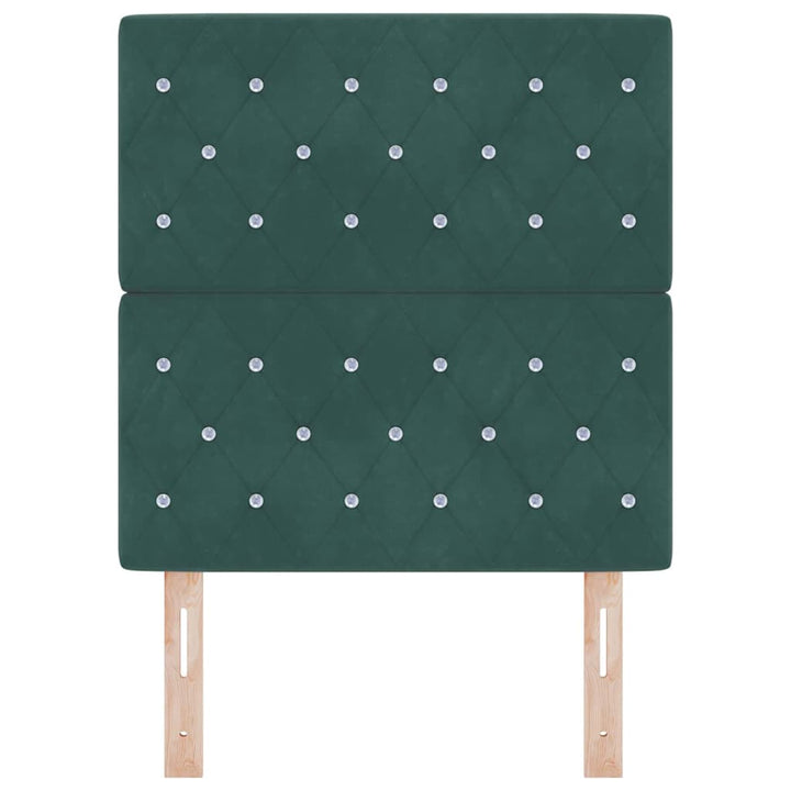 LED Sengegavl med LED -strimmellys Argyle Mørkegrøn 80 cm Fløjl