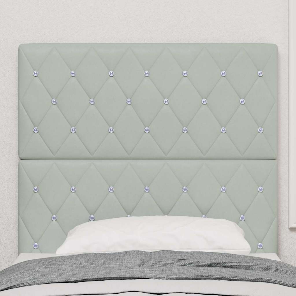 LED Sengegavl med LED -strimmellys Argyle Lysegrå 90 cm Fløjl