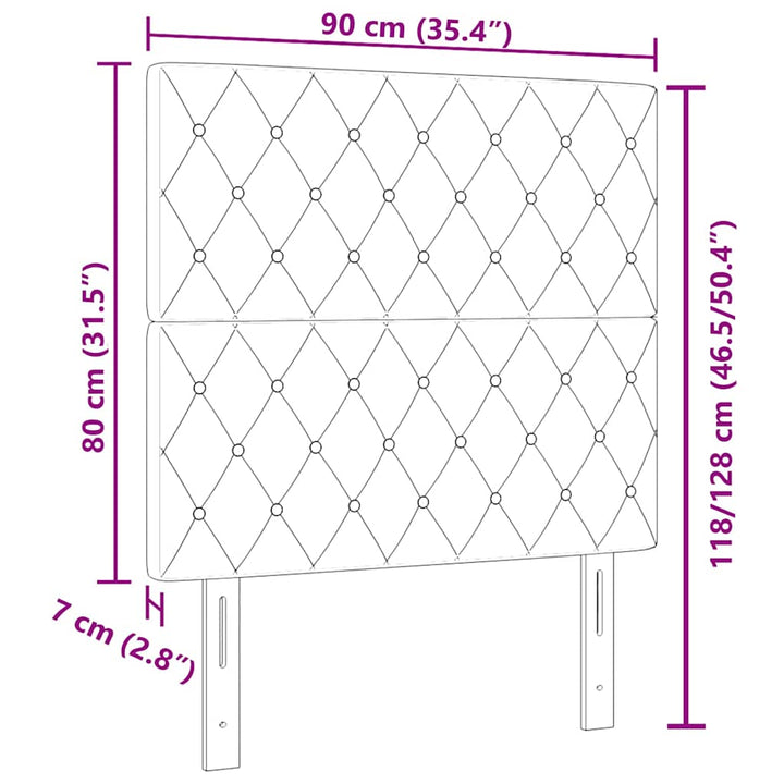 LED Sengegavl med LED -strimmellys Argyle Lysegrå 90 cm Fløjl