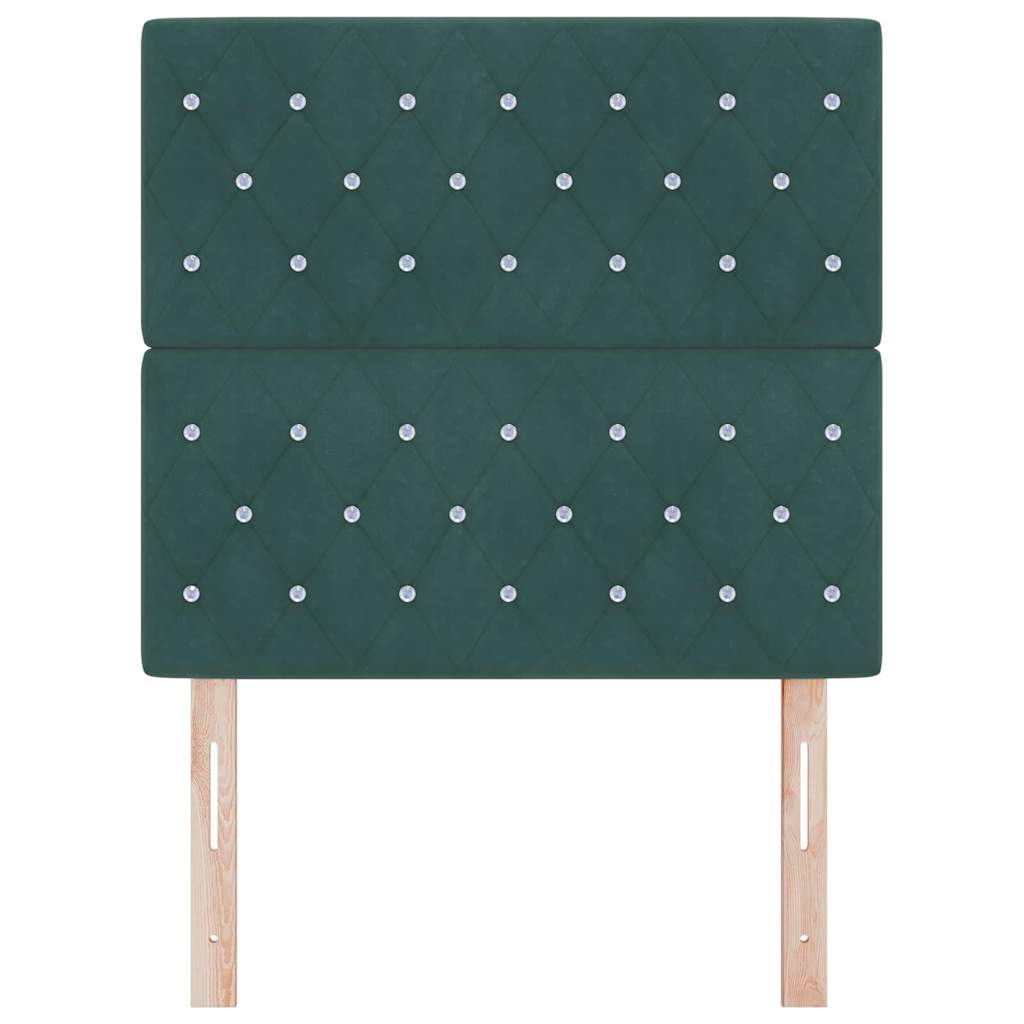 LED Sengegavl med LED -strimmellys Argyle Mørkegrøn 90 cm Fløjl