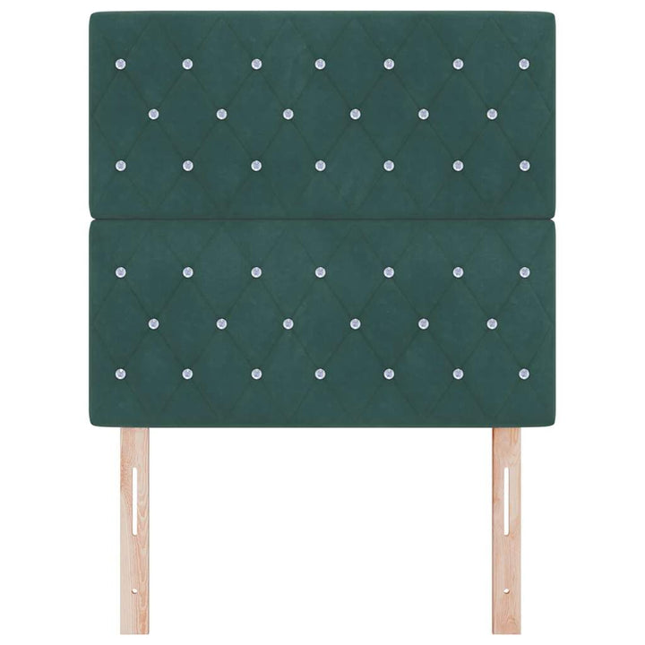 LED Sengegavl med LED -strimmellys Argyle Mørkegrøn 90 cm Fløjl