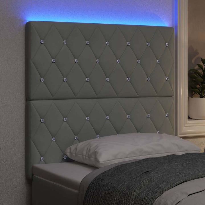 LED Sengegavl med LED -strimmellys Argyle Lysegrå 100 cm Fløjl