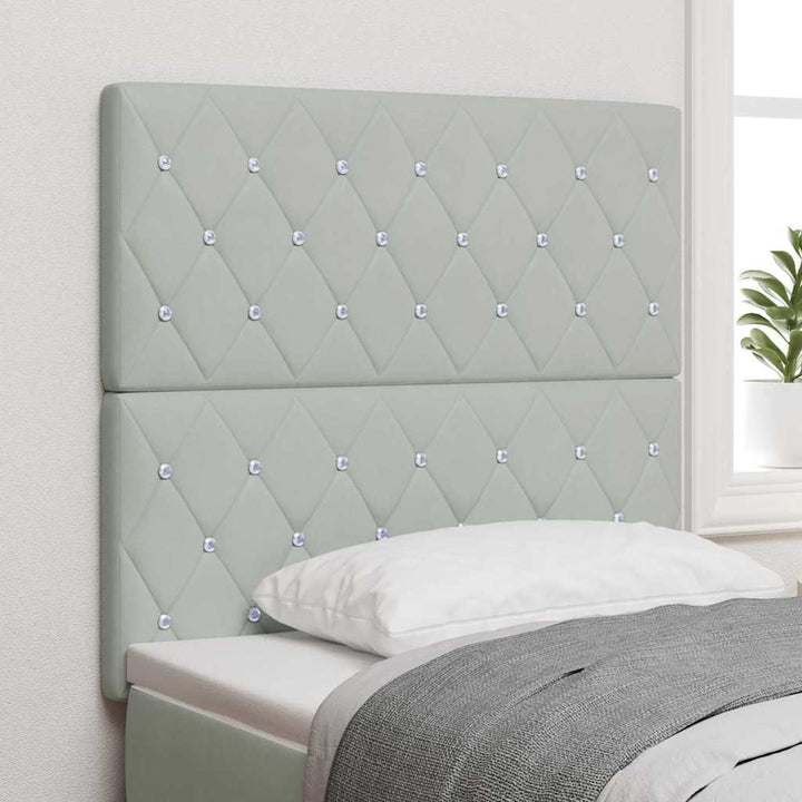 LED Sengegavl med LED -strimmellys Argyle Lysegrå 100 cm Fløjl
