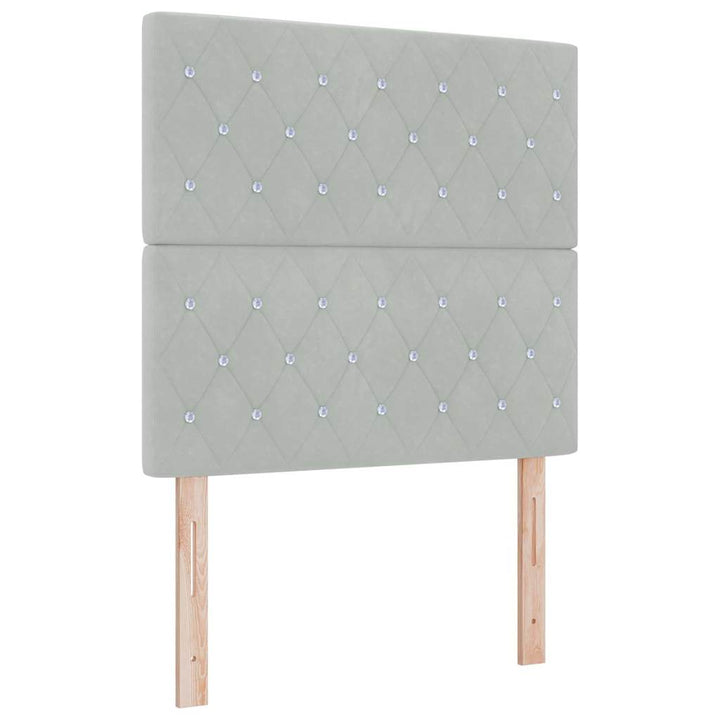 LED Sengegavl med LED -strimmellys Argyle Lysegrå 100 cm Fløjl
