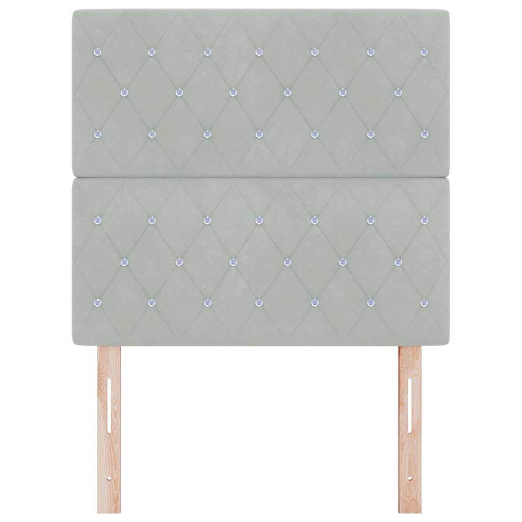 LED Sengegavl med LED -strimmellys Argyle Lysegrå 100 cm Fløjl