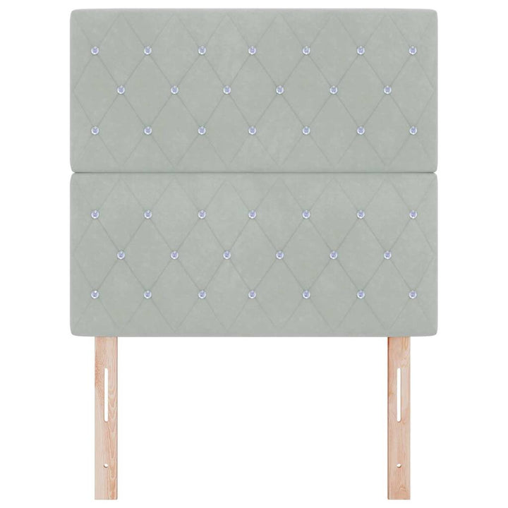 LED Sengegavl med LED -strimmellys Argyle Lysegrå 100 cm Fløjl