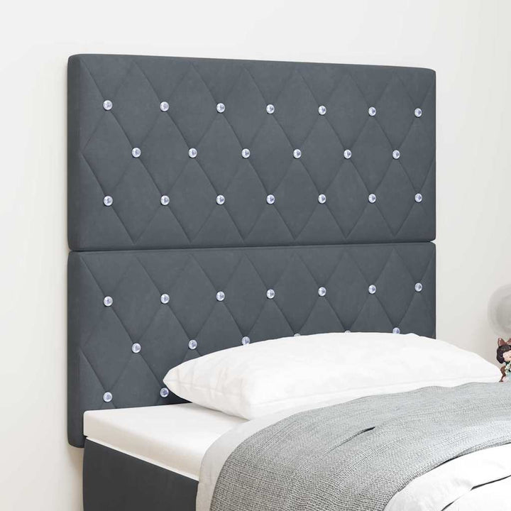 LED Sengegavl med LED -strimmellys Argyle Mørkegrå 100 cm Fløjl
