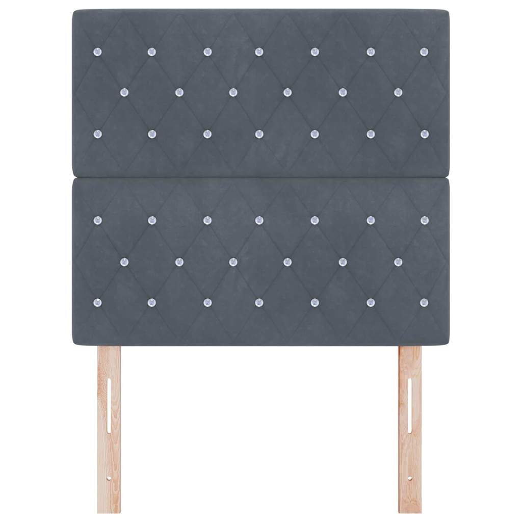 LED Sengegavl med LED -strimmellys Argyle Mørkegrå 100 cm Fløjl
