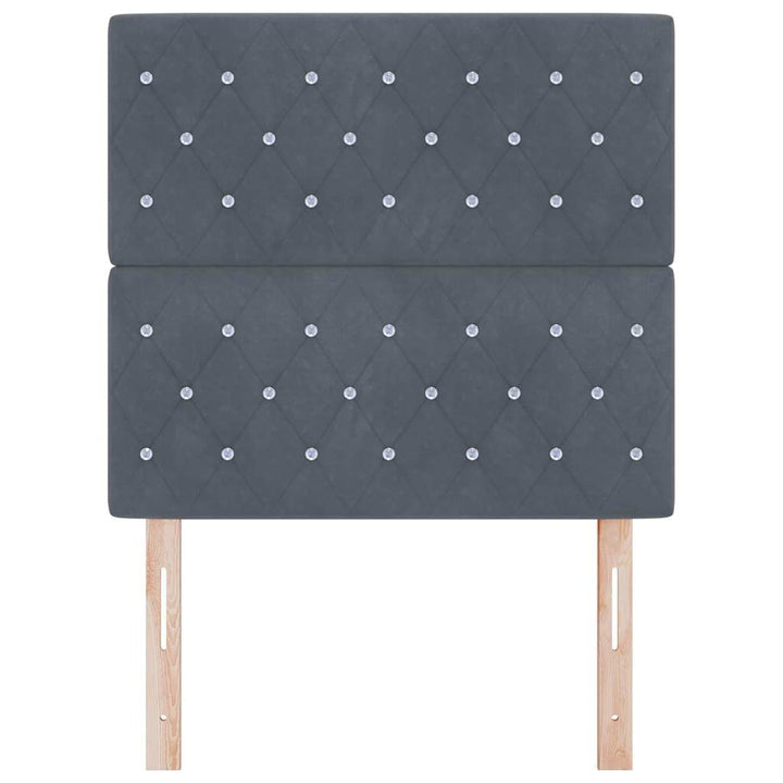 LED Sengegavl med LED -strimmellys Argyle Mørkegrå 100 cm Fløjl