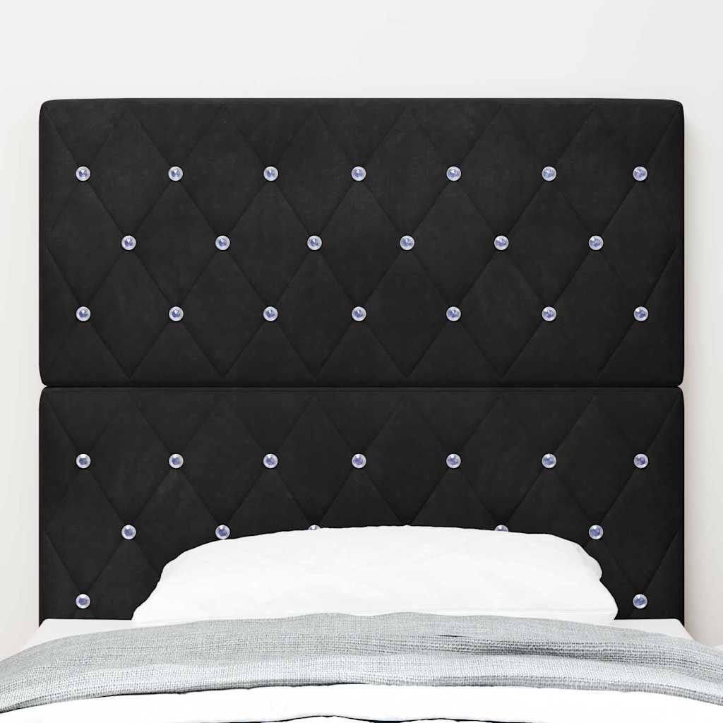 LED Sengegavl med LED -strimmellys Argyle Sort 100 cm Fløjl