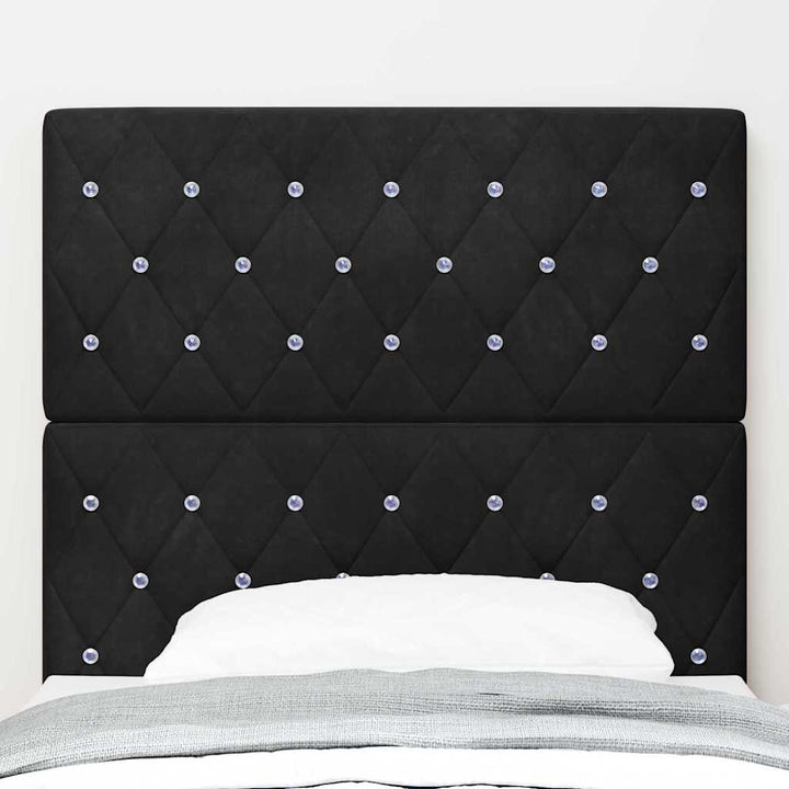 LED Sengegavl med LED -strimmellys Argyle Sort 100 cm Fløjl
