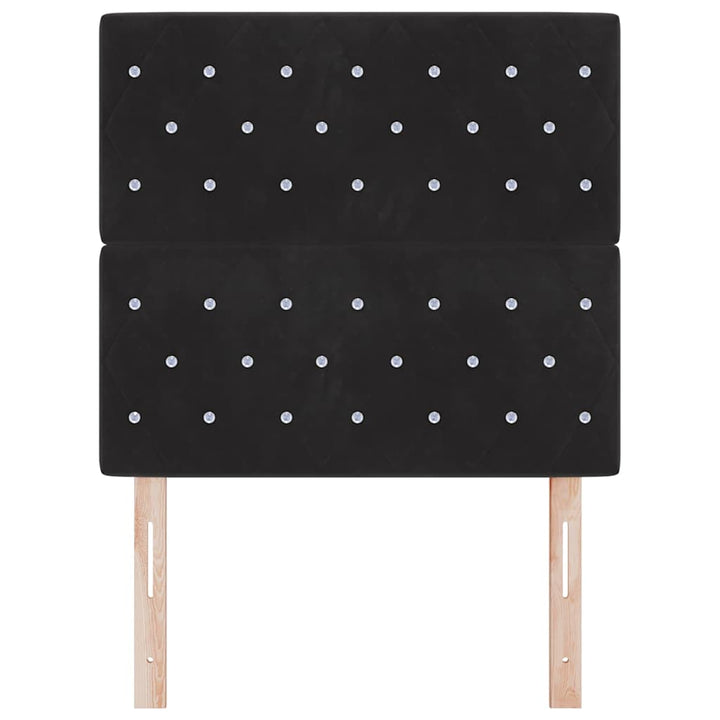 LED Sengegavl med LED -strimmellys Argyle Sort 100 cm Fløjl
