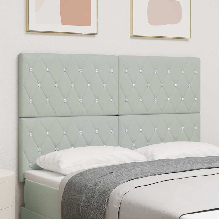LED Sengegavl med LED -strimmellys Argyle Lysegrå 144 cm Fløjl