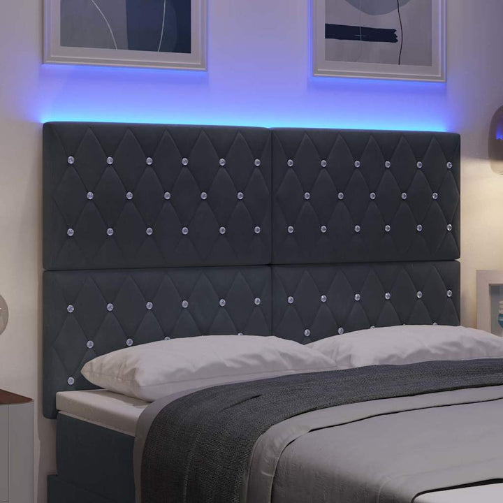 LED Sengegavl med LED -strimmellys Argyle Mørkegrå 80 cm Fløjl