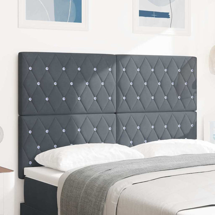LED Sengegavl med LED -strimmellys Argyle Mørkegrå 80 cm Fløjl