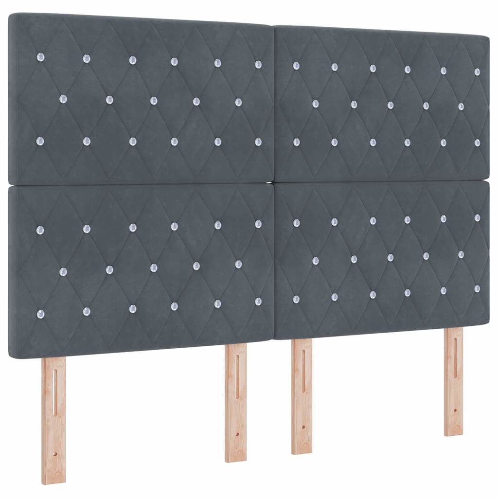 LED Sengegavl med LED -strimmellys Argyle Mørkegrå 80 cm Fløjl