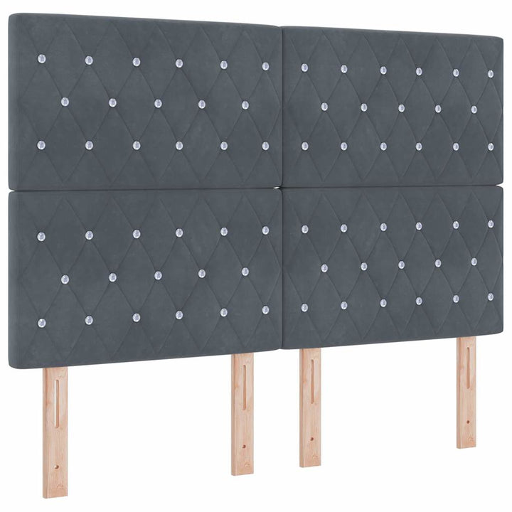 LED Sengegavl med LED -strimmellys Argyle Mørkegrå 80 cm Fløjl