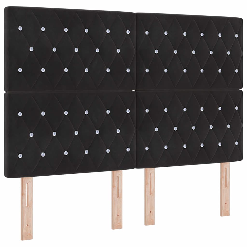 LED Sengegavl med LED -strimmellys Argyle Sort 144 cm Fløjl