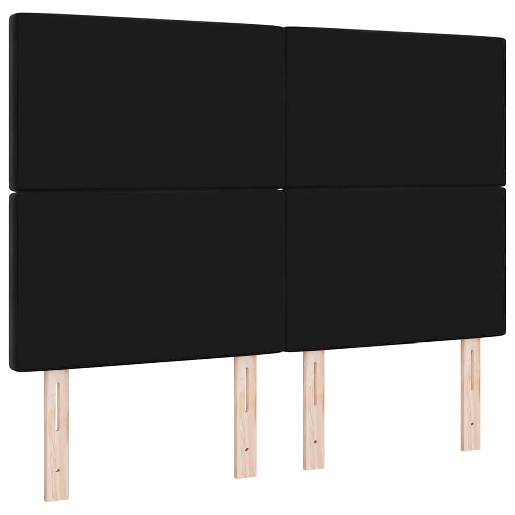 LED Sengegavl med LED -strimmellys Argyle Sort 144 cm Fløjl